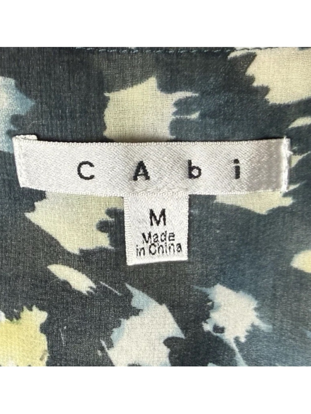 CABI Tunic Blouse Size M Blue Gray Abstract Print Sleeveless Sheer Button Front - Picture 6 of 6
